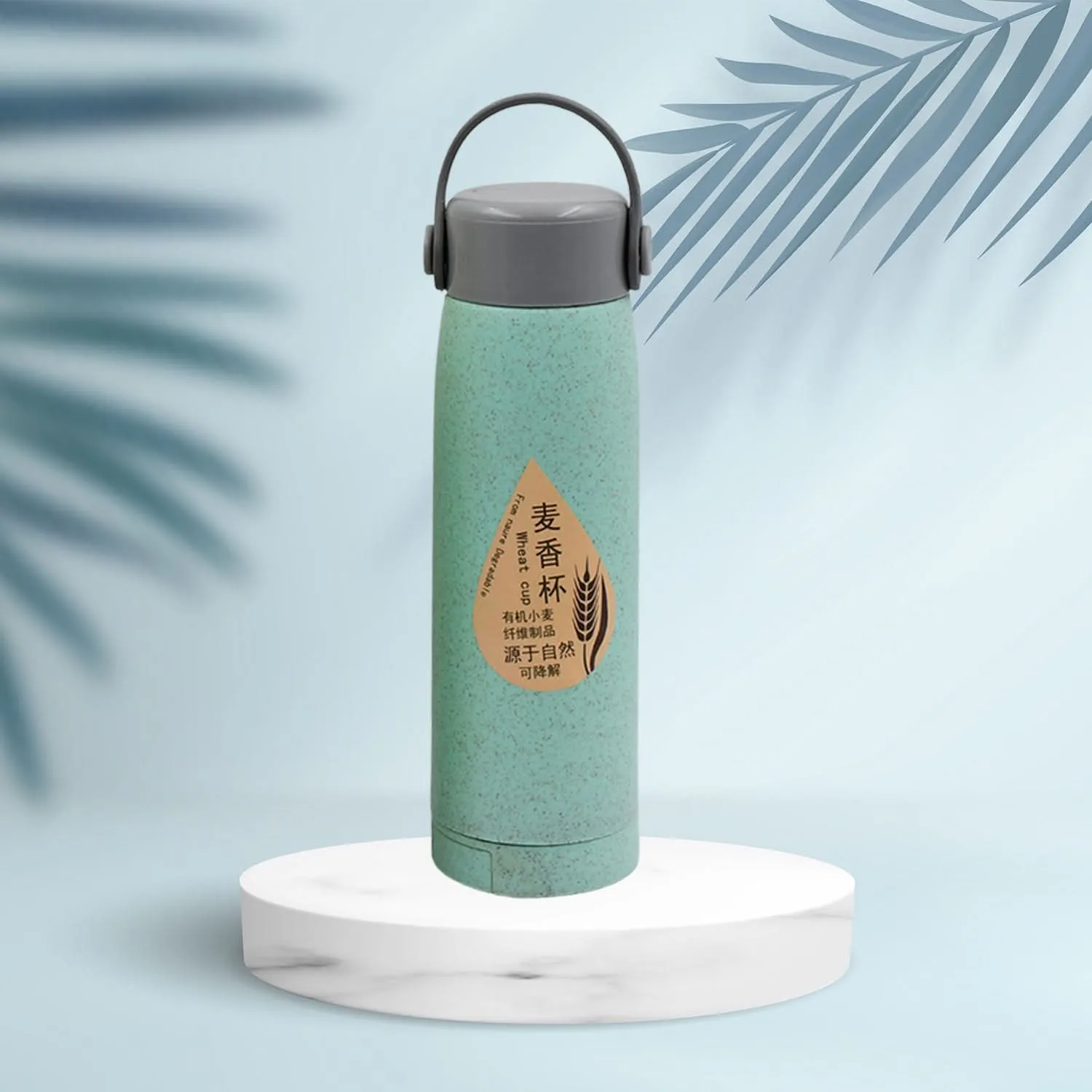 350ml Girls’ Glass Water Bottle Sparkle Strap & Cat Lid (MOQ 80)