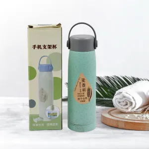 350ml Girls’ Glass Water Bottle Sparkle Strap & Cat Lid (MOQ 80)