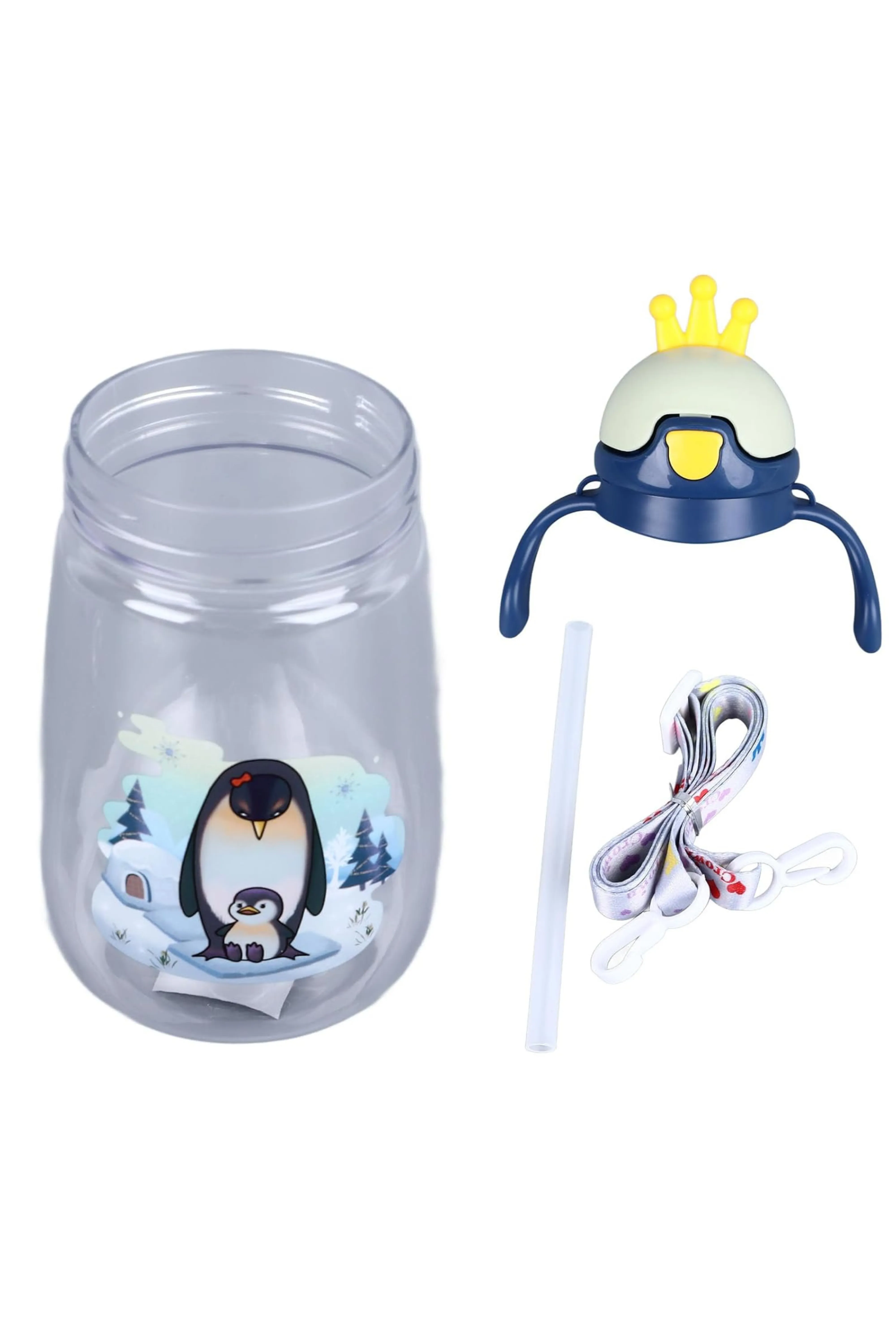 350ml Toddler Drinking Cup with Straw and Handle, Transparent, Leakproof Straw Water Bottle for Babies and Toddlers