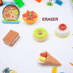 4171 3d Fast Food Fancy  Stylish Colorful Erasers Mini Eraser Creative Cute Novelty Eraser For Children Different Designs Eraser Set For Return Gift Birthday Party School Prize Fast Food Set Eraser ( 5 Pc Set )
