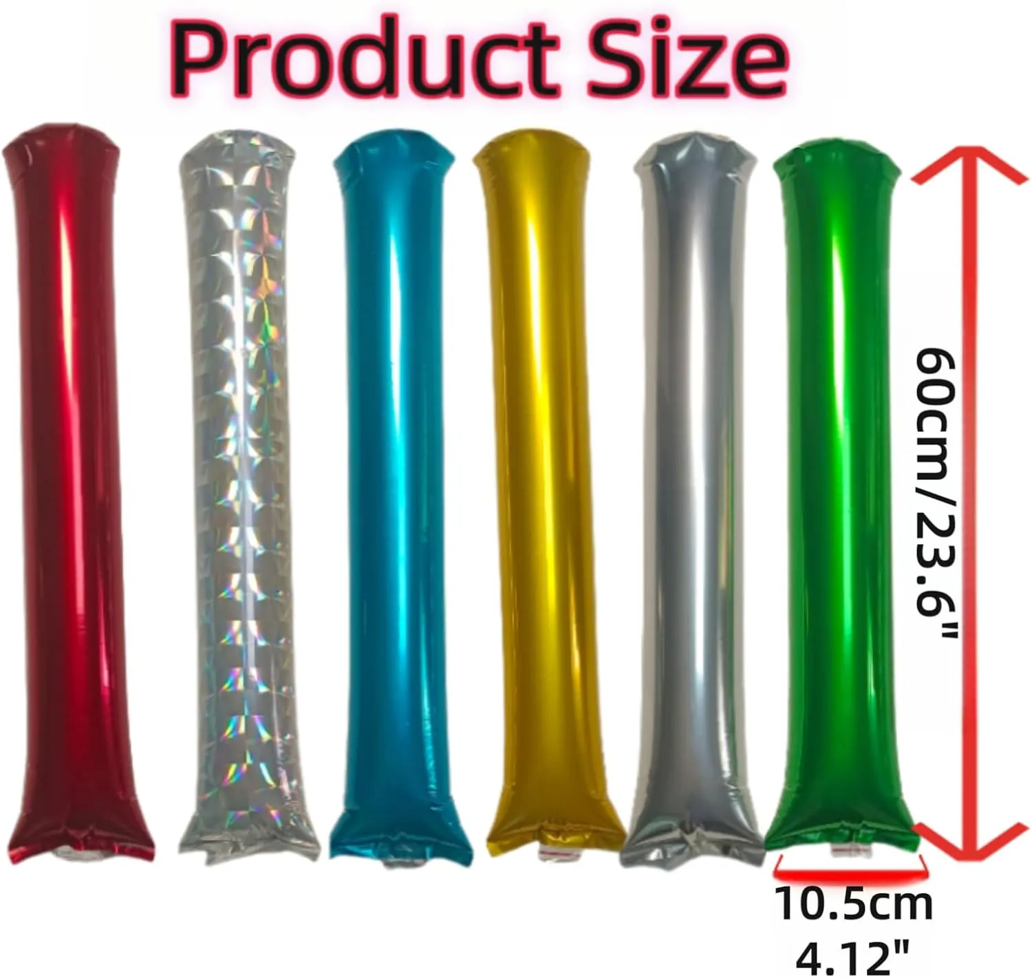 48pcs Round Head Boom Sticks Thunder Sticks Cheering Sticks Team Spirit Plastic Cheerleading Spirit Stick Clapper Inflatable Noise Maker Sports Supply (Glitter Color)