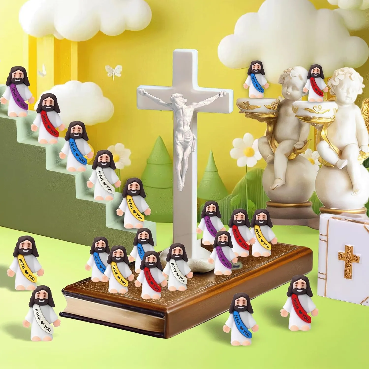 50 PCS Little Jesus Figures Easter Religious Jesus Toys, Mini Jesus Figurines in Bulk, Easter Jesus Loves You Christ Toys, School Religious Party Favors Gift for Easter Egg Stuffers (50)