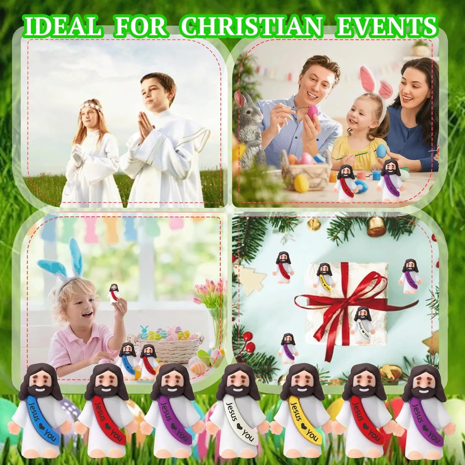 50 PCS Little Jesus Figures Easter Religious Jesus Toys, Mini Jesus Figurines in Bulk, Easter Jesus Loves You Christ Toys, School Religious Party Favors Gift for Easter Egg Stuffers (50)