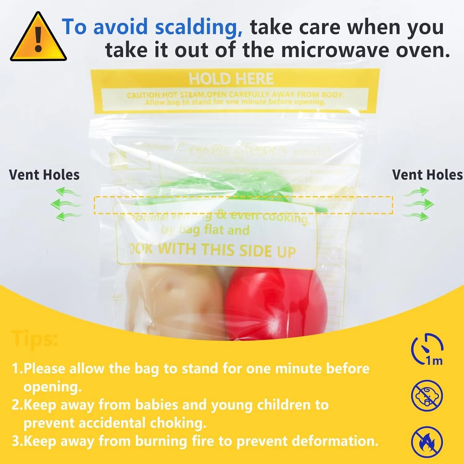 50 Pcs Microwave Steam Bags for Cooking Reusable Zipper Steam Vegetable Bag Frozen Food Heating Bags for Faster Vegetables Seafood and Meat, 7.1 X 7.9 Inches (50)