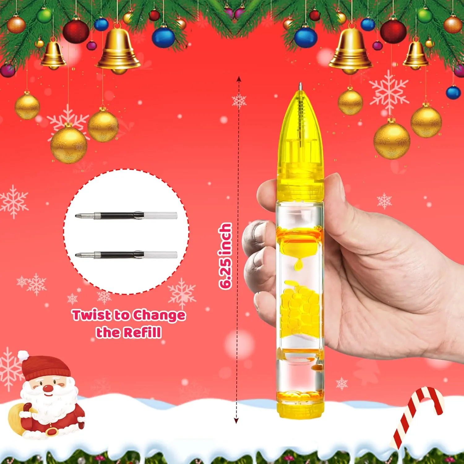 5PCS Liquid Pens Easter Basket Stuffers for Kids, Liquid Motion Bubble Fun Cool Pens Autism ADHD Anxiety Stress Relief Item Quiet Fidget Sensory Autistic Desk Toys Classroom Gift for Boys Girls