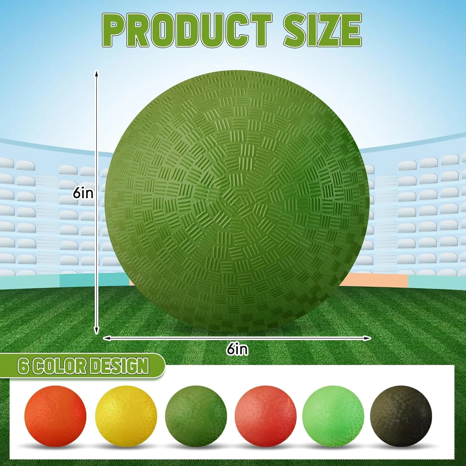 6 Pcs 6 Inch Dodgeball Playground Balls Colorful Inflatable Kickball Dodgeballs Sports Bouncy Balls for Kids and Adults in Ball Games Gym Yoga School Party Supplies