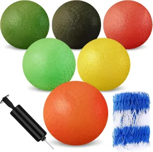 6 Pcs 6 Inch Dodgeball Playground Balls Colorful Inflatable Kickball Dodgeballs Sports Bouncy Balls for Kids and Adults in Ball Games Gym Yoga School Party Supplies