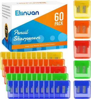 60 Pack Pencil Sharpeners Bulk - Double Hole Pencil Sharpener Manual with Cover for School Kids, Small Cute Pencil sharpeners Handheld for Students School Classroom Supplies