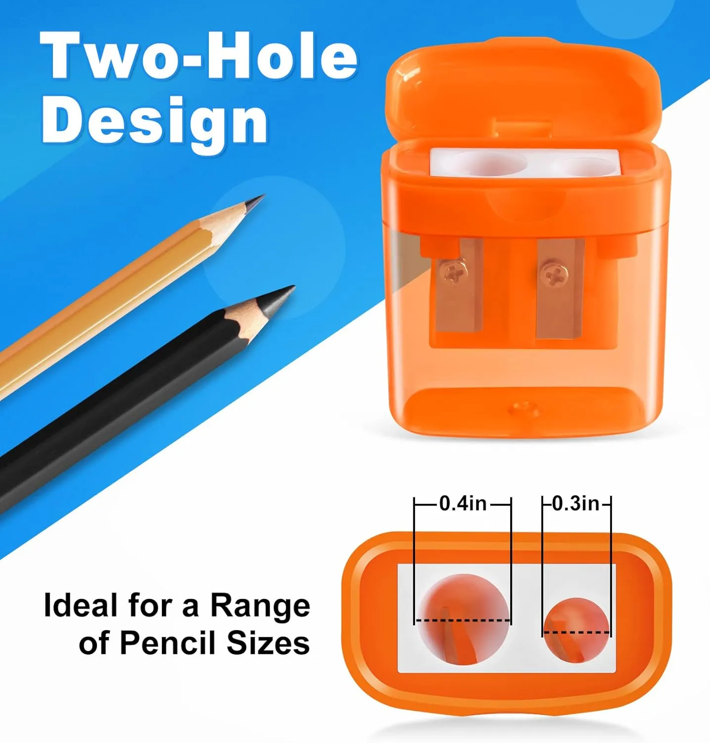 60 Pack Pencil Sharpeners Bulk - Double Hole Pencil Sharpener Manual with Cover for School Kids, Small Cute Pencil sharpeners Handheld for Students School Classroom Supplies