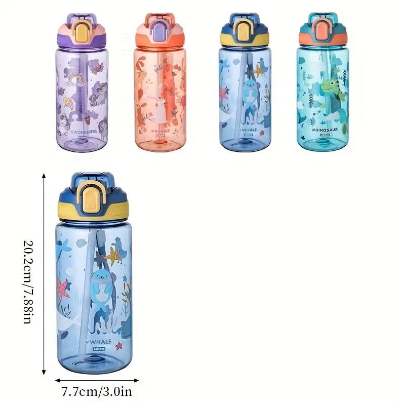 600ml Kids' Cartoon Sports Water Bottle – BPA-Free