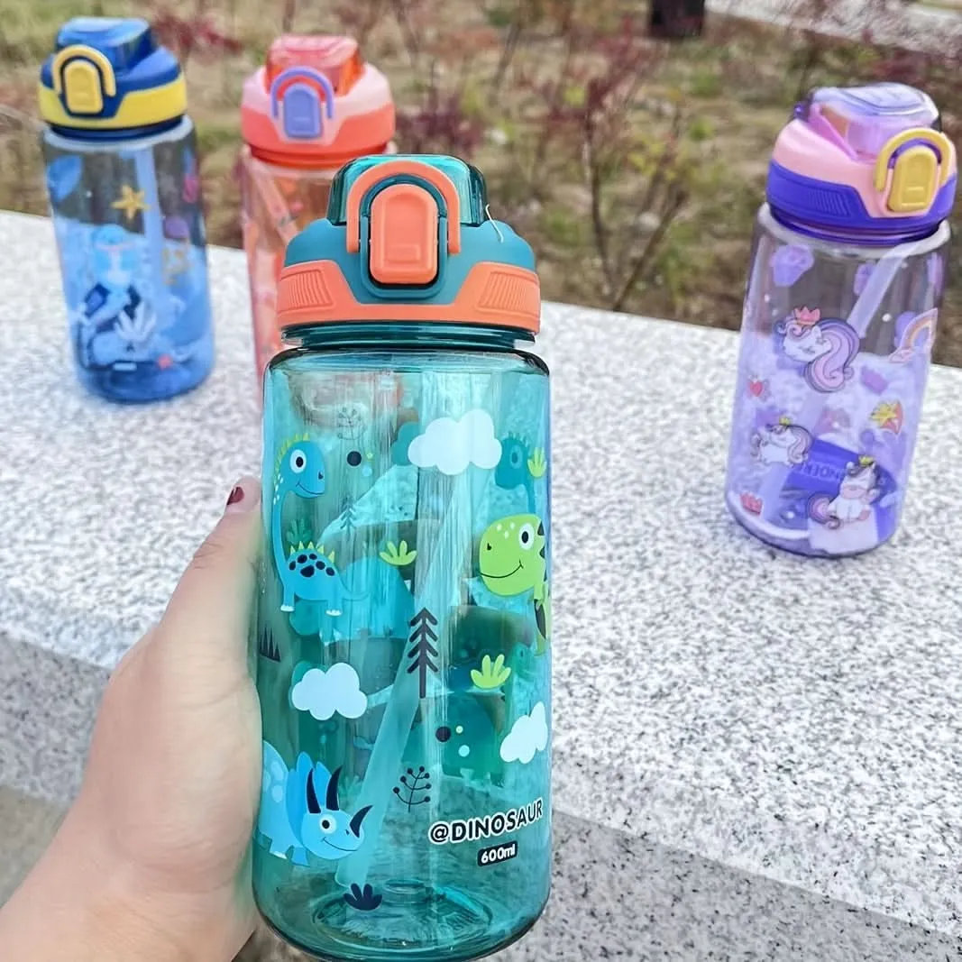 600ml Kids' Cartoon Sports Water Bottle – BPA-Free