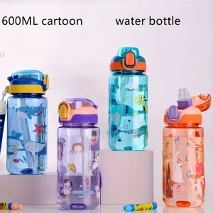 600ml Kids' Cartoon Sports Water Bottle – BPA-Free