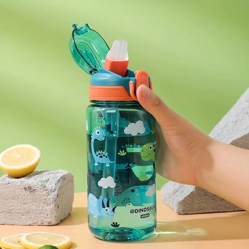 600ml Kids' Cartoon Sports Water Bottle – BPA-Free