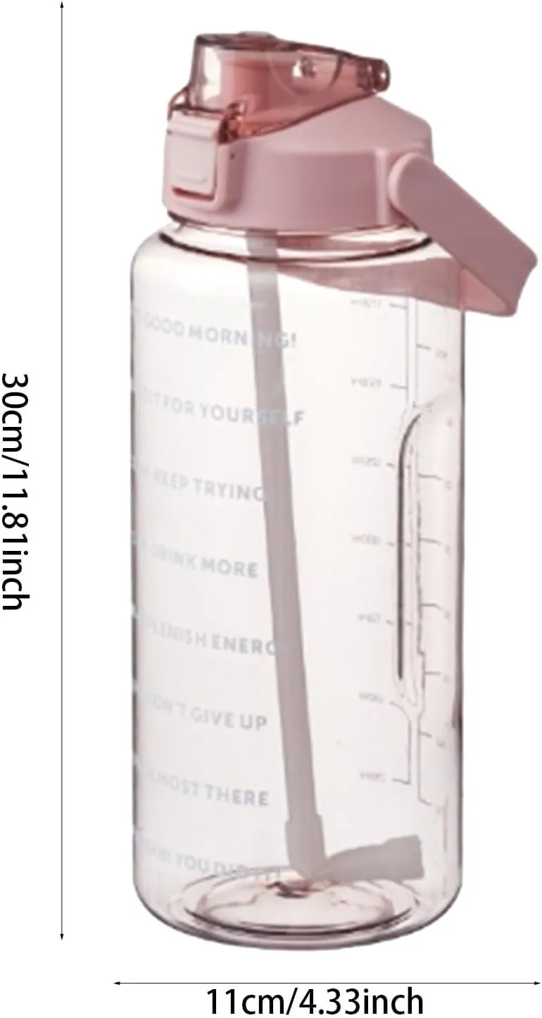 64 Ozwater Bottles with Motivational Time Markers and Handle,Leak Proof BPA Free Plastic Water Bottle with Straw,Large Water Jug,Large Water Bottle for Gym Sports Outdoor Fitness Workout