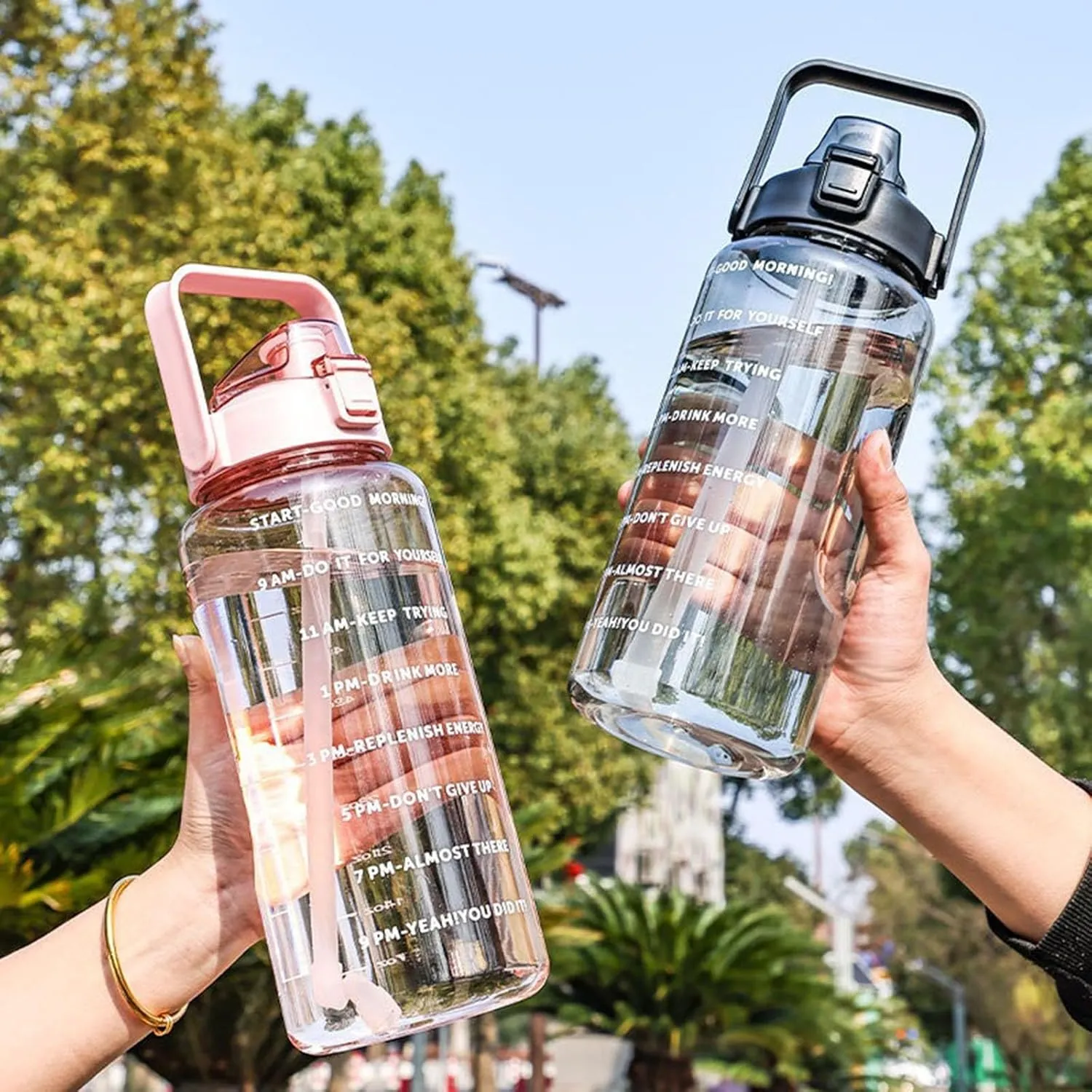 64 Ozwater Bottles with Motivational Time Markers and Handle,Leak Proof BPA Free Plastic Water Bottle with Straw,Large Water Jug,Large Water Bottle for Gym Sports Outdoor Fitness Workout