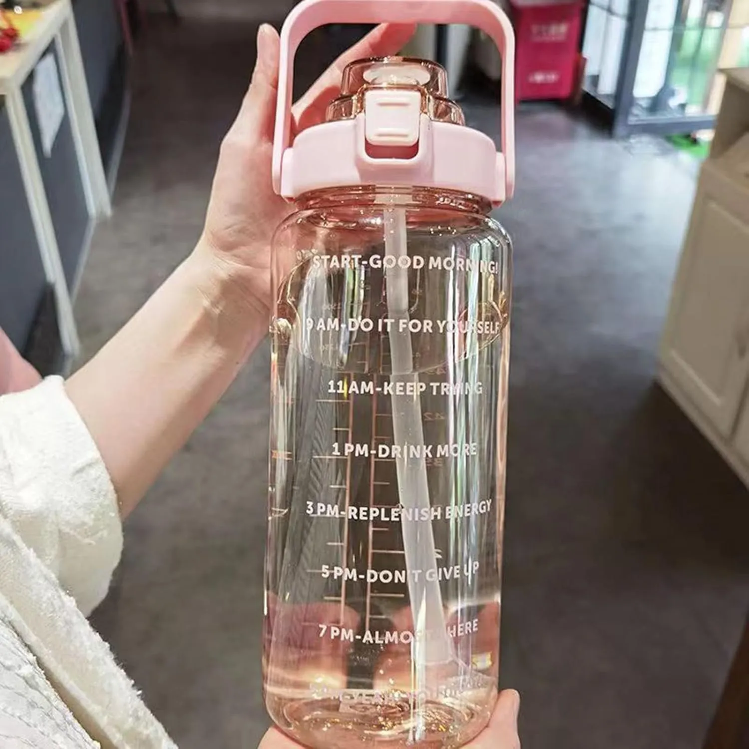 64 Ozwater Bottles with Motivational Time Markers and Handle,Leak Proof BPA Free Plastic Water Bottle with Straw,Large Water Jug,Large Water Bottle for Gym Sports Outdoor Fitness Workout