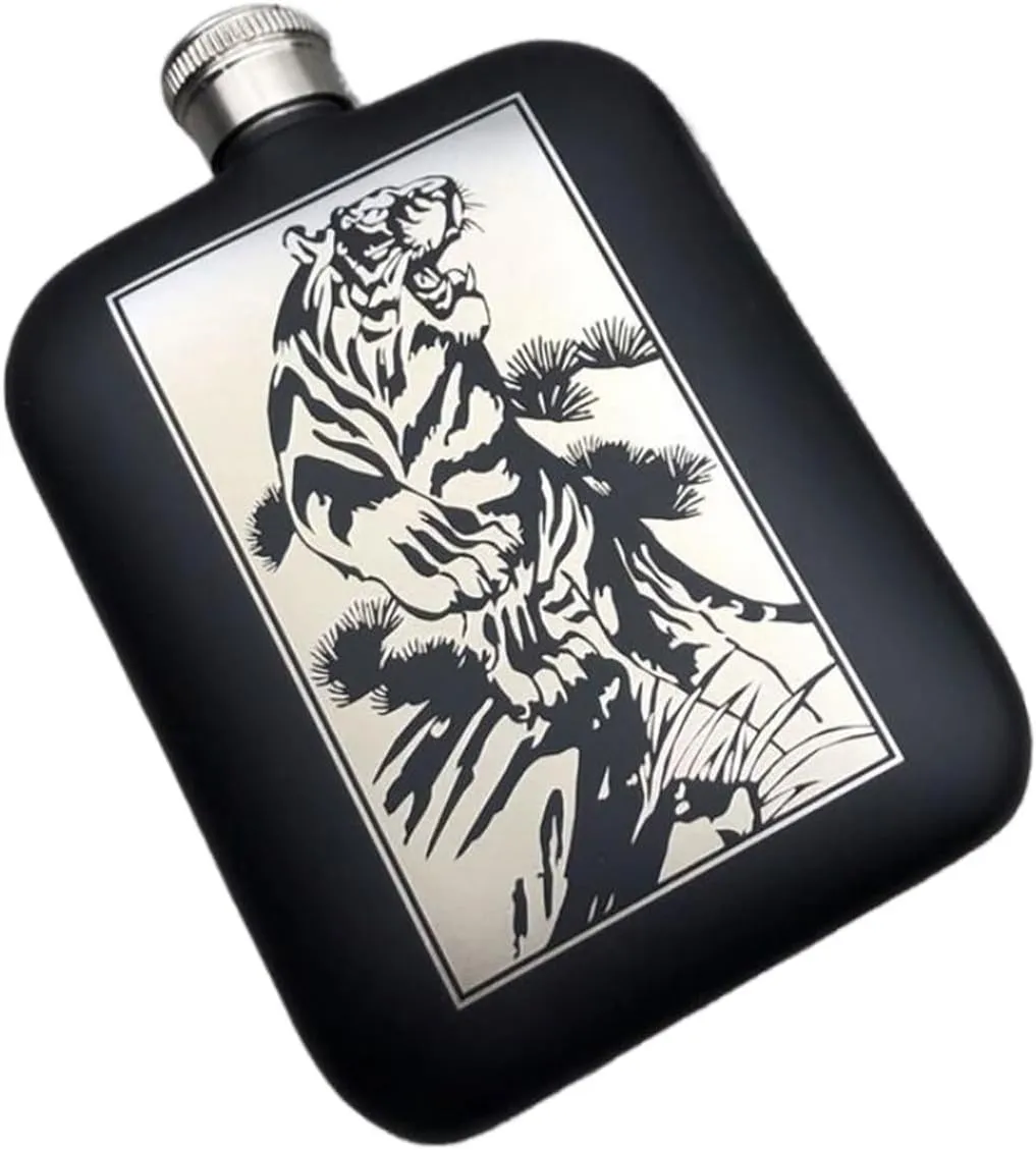 6Oz Small Flasks Stainless Steel Flasks for Liquor for Men Flasks with Funnel for Wedding Party Birthdays Travel Flasks(D)