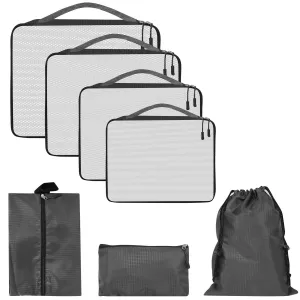 7-in-1 Travel Packing Cubes Set with Laundry, Shoe & Cosmetic Pouches (Grey)