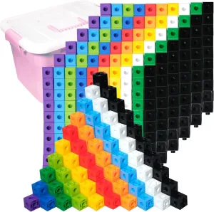 701 Pcs Math Learning Linking Cube with Pink Storage Container Counting Cubes Plastic Colorful Counting Blocks Math Manipulatives Classroom Learning Supplies for Home school Educational(Pink)