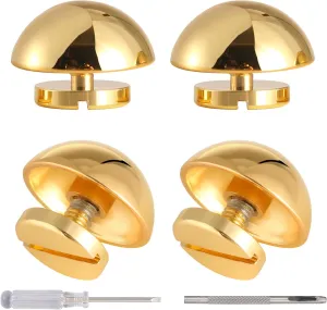 8 Sets 15MM Purse Hardware Brass Studs for Clothing Rivets for Leather Purse Feet for Handbags Spikes and Studs for Repair and Decorate Clothing Shoes Belt Pet Collar Leather Crafts (Gold)