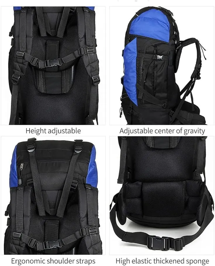 80L Multifunctional Outdoor Bag Large Capacity Backpack with Rain Cover Travel Backpack Mountaineering Travel Bag(Black)