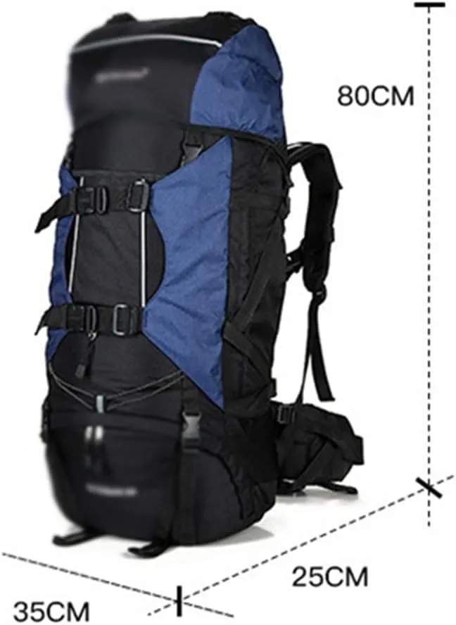 80L Multifunctional Outdoor Bag Large Capacity Backpack with Rain Cover Travel Backpack Mountaineering Travel Bag(Black)