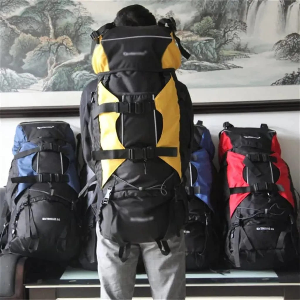 80L Multifunctional Outdoor Bag Large Capacity Backpack with Rain Cover Travel Backpack Mountaineering Travel Bag(Black)