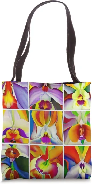 9 Colorful Modern Art Oil Paintings of Orchid (3x3 Grid) Tote Bag