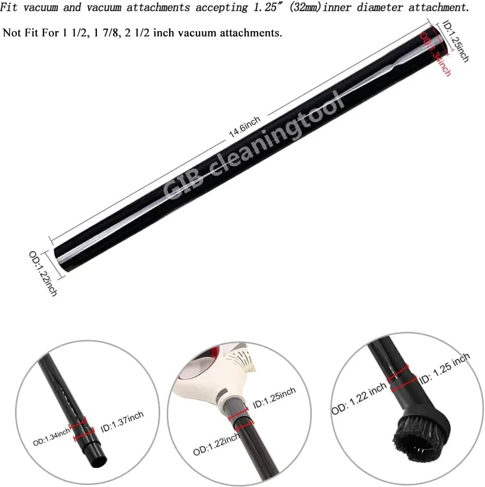 9 Pcs Vacuum Attachments Fit for Shop Vac Accessories 1 1/4" - 3 Pcs Vacuum Extension Wand, 1 1/4 inch (32 mm) & 1 3/8 inch (35 mm) Vacuum Hose Adapter, 1 1/4 inch Vacuum Cleaner Accessories Brush Kit