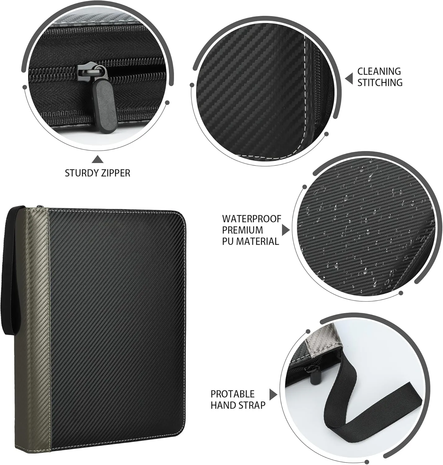 9 Pockets Trading Card Binder with Sleeves Card Organizer, 900 Double Sided Pocket PU Card Collection Binder, Baseball Binder,for Sports Card, MTG, TCG Yugioh Card (Gray)