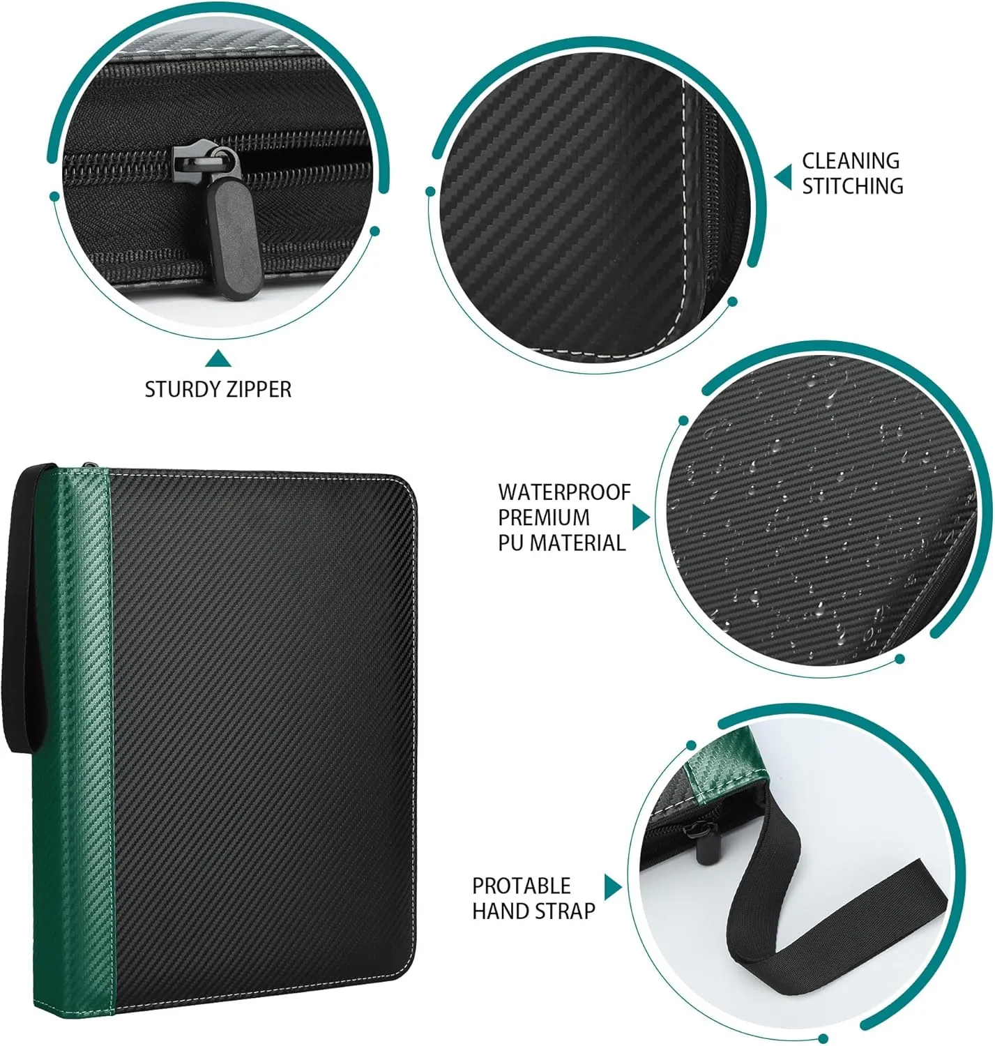9 Pockets Trading Card Binder with Sleeves Card Organizer, 900 Double Sided Pocket PU Card Collection Binder, Baseball Binder,for Sports Card, MTG, TCG Yugioh Card (Green)