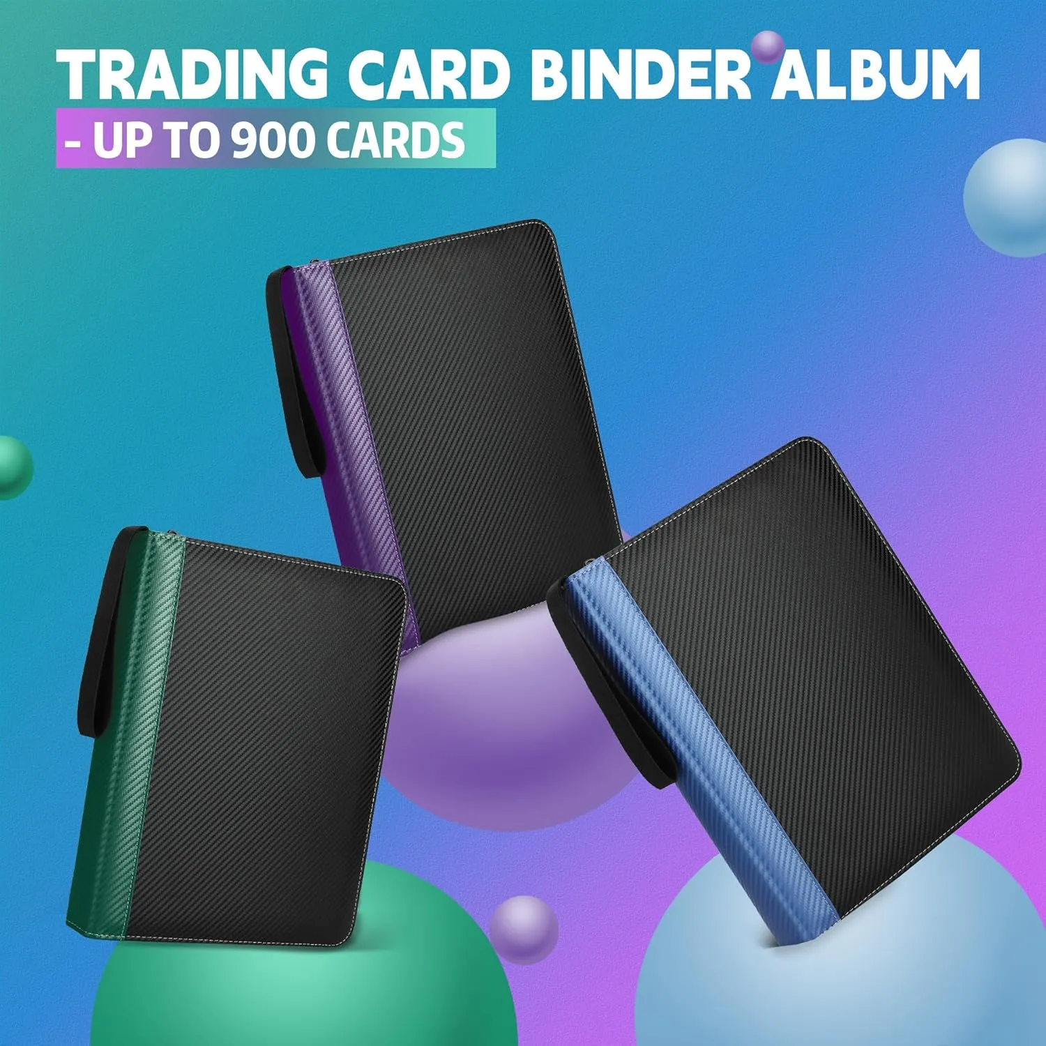 9 Pockets Trading Card Binder with Sleeves Card Organizer, 900 Double Sided Pocket PU Card Collection Binder, Baseball Binder,for Sports Card, MTG, TCG Yugioh Card (Green)