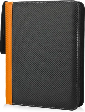 9 Pockets Trading Card Binder with Sleeves Card Organizer, 900 Double Sided Pocket PU Card Collection Binder, Baseball Binder,for Sports Card, MTG, TCG Yugioh Card (Orange)