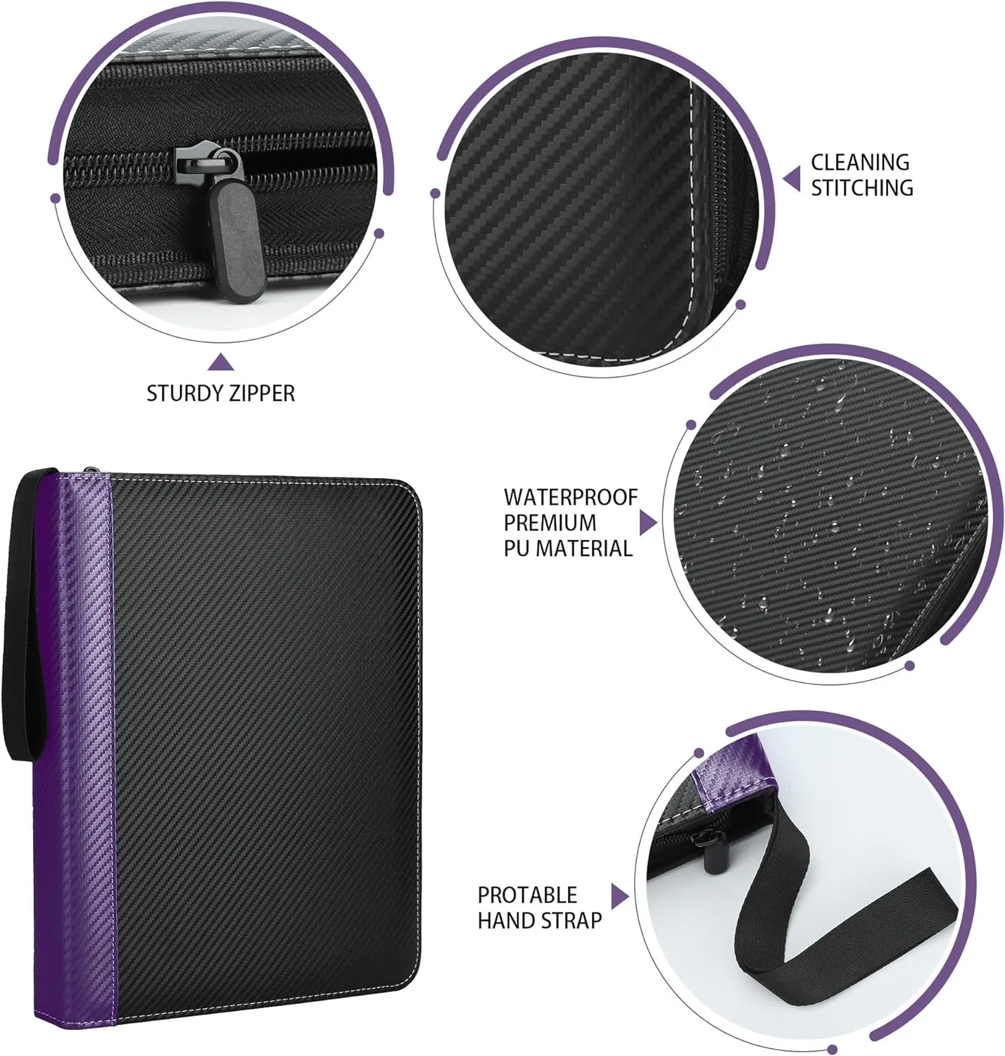 9 Pockets Trading Card Binder with Sleeves Card Organizer, 900 Double Sided Pocket PU Card Collection Binder, Baseball Binder,for Sports Card, MTG, TCG Yugioh Card (Purple)