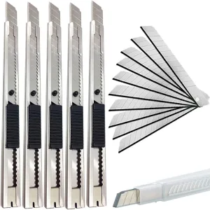 9mm Snap Off Utility Knife 5 Pack High Hardness Retractable Box Cutters with Snap Off Blades,Art Craft Hobby Cutter 9mm Knife for Home Office Workstation
