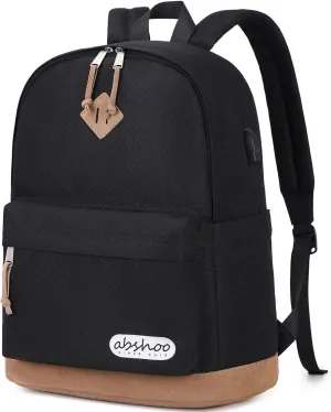 abshoo Plain Big Student Backpack For School Men Middle High School Backpacks Teen Boys Bookbag Travel Daypack (Black)