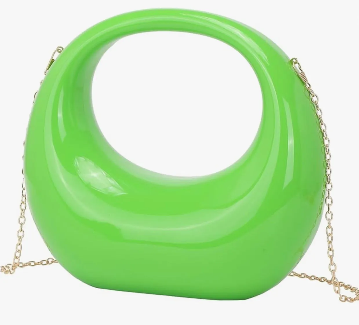 Acrylic Evening Clutch Purse Top-handle Moon Hobo Bag, Elegant Handbag for Wedding Cocktail Party