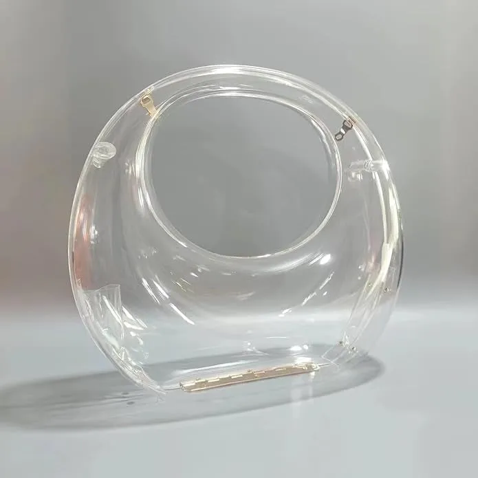 Acrylic Evening Clutch Purse Top-handle Moon Hobo Bag, Elegant Handbag for Wedding Cocktail Party