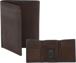 AG Wallets RFID Blocking Wallet for Men - Trifold Minimalist Slim Wallet with 10 Credit Card Slots & 3 Side Slots - 100% Genuine Leather Travel Wallet - Secure Compact Wallet - Brown
