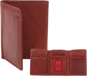 AG Wallets RFID Blocking Wallet for Men - Trifold Minimalist Slim Wallet with 10 Credit Card Slots & 3 Side Slots - 100% Genuine Leather Travel Wallet - Secure Compact Wallet - Burgundy