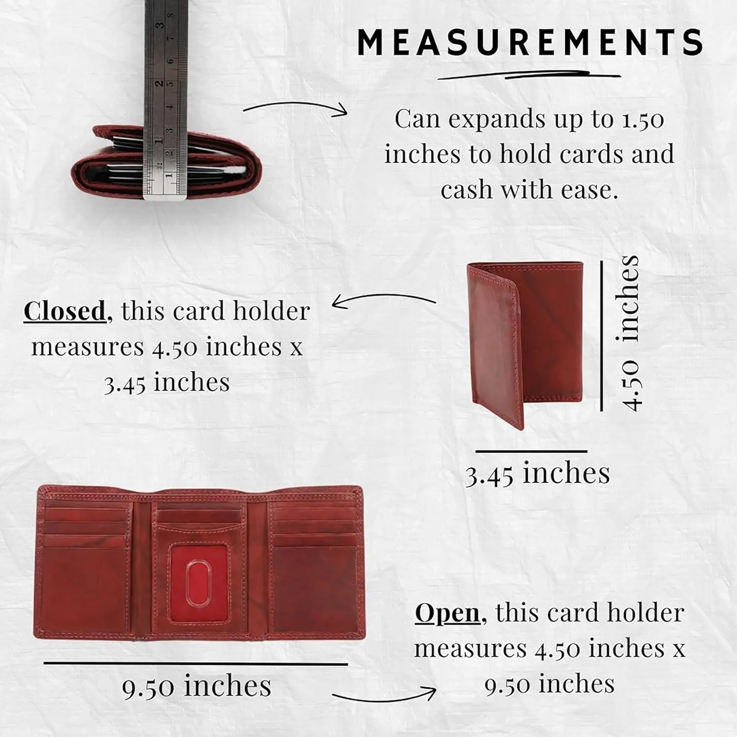 AG Wallets RFID Blocking Wallet for Men - Trifold Minimalist Slim Wallet with 10 Credit Card Slots & 3 Side Slots - 100% Genuine Leather Travel Wallet - Secure Compact Wallet - Burgundy