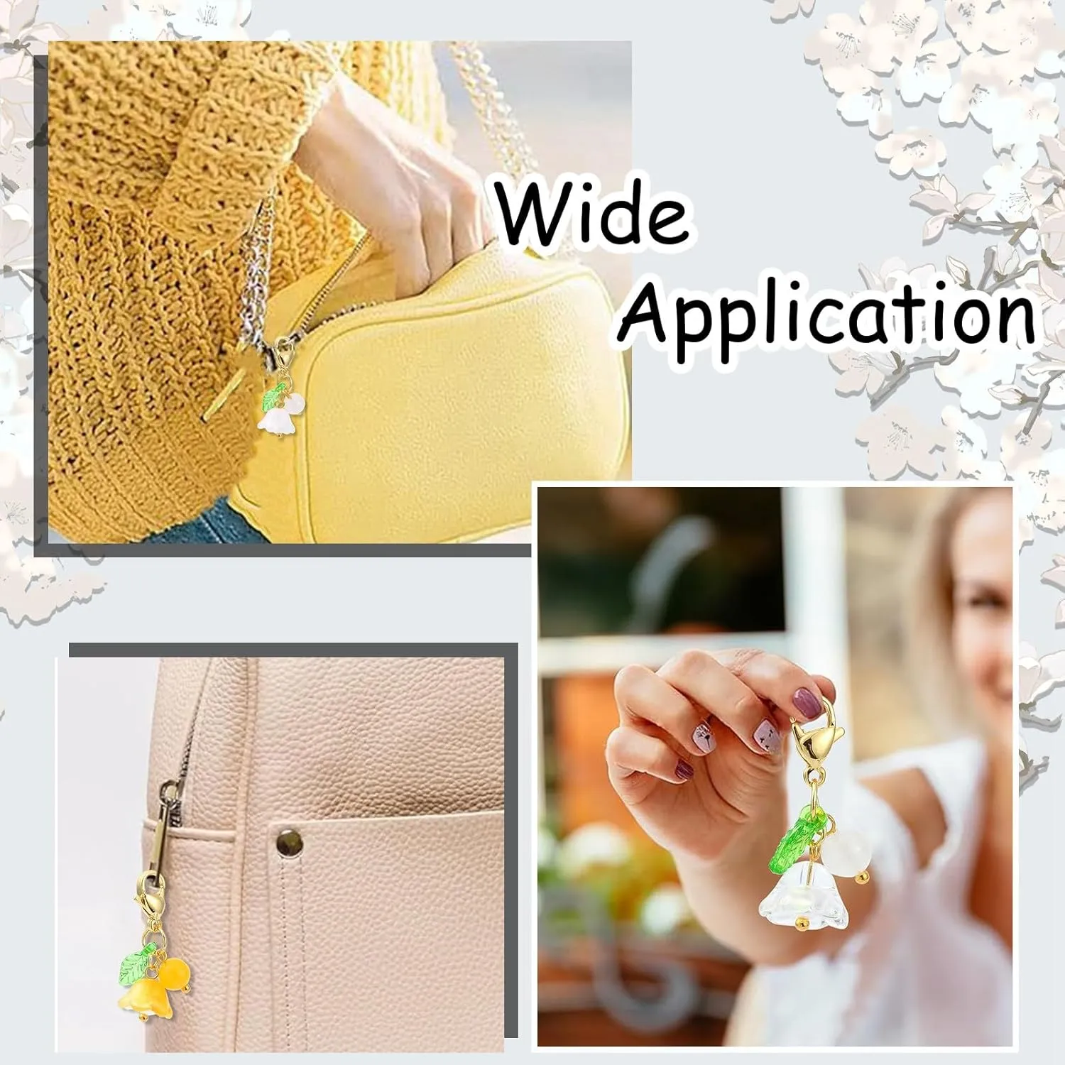 Airssory Mixed Styles Animal Sport Cross Keychain Flower Gemstone Keychian Charms with Clasps for Backpack Purse Decor