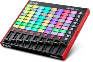 AKAI Professional APC Mini MK2 - USB MIDI Pad Controller for Clip Launching with Ableton Live Lite, 64 RGB Pads, Drum and Note Mode and MIDI Mixer