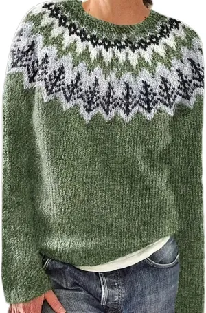 Akivide Women's Pullover Colorful Sweaters Casual Loose Long Sleeve Boho Knit Holiday Sweater Jumper Tops