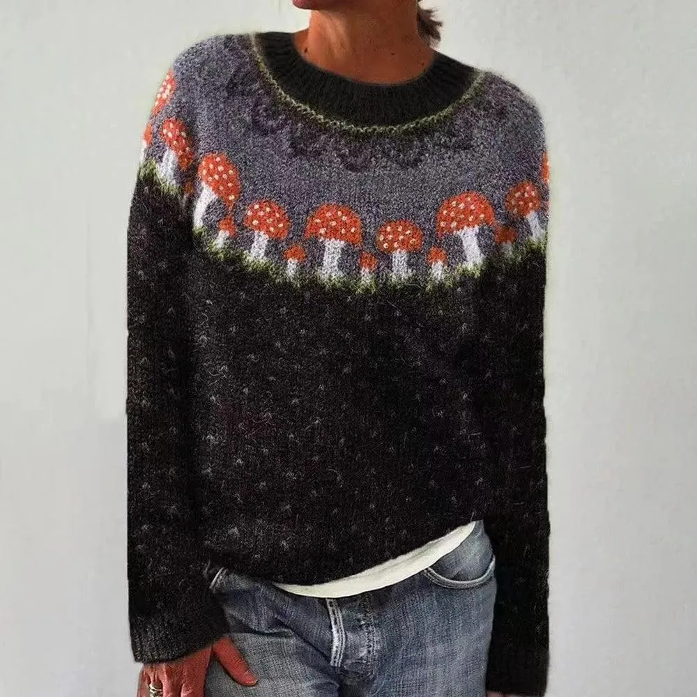 Akivide Women's Pullover Colorful Sweaters Casual Loose Long Sleeve Boho Knit Holiday Sweater Jumper Tops