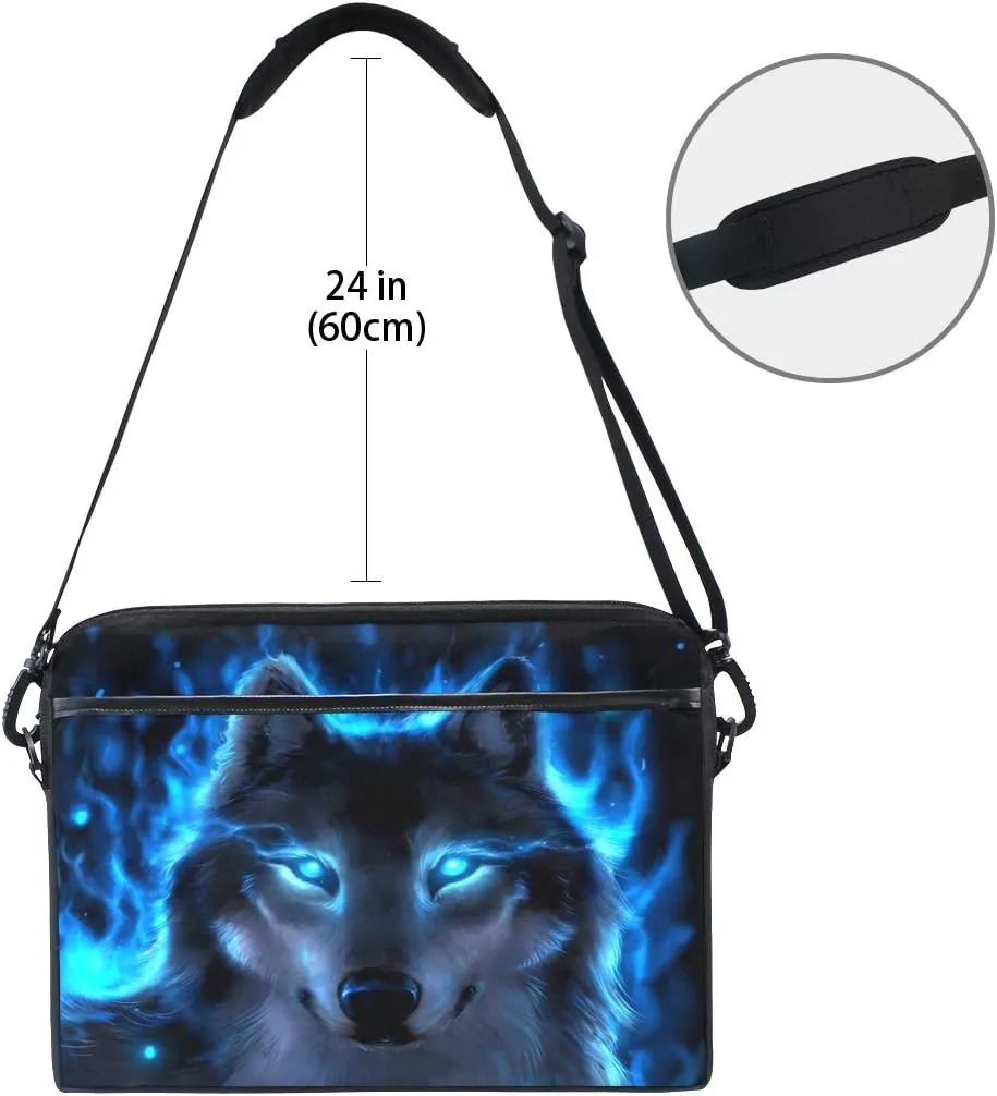 ALAZA Cool Midnight Wolf Animal 15 inch Laptop Case Shoulder Bag Crossbody Briefcase Messenger Sleeve for Women Men Girls Boys with Shoulder Strap Handle, for Her Him