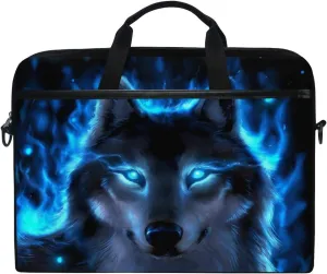 ALAZA Cool Midnight Wolf Animal 15 inch Laptop Case Shoulder Bag Crossbody Briefcase Messenger Sleeve for Women Men Girls Boys with Shoulder Strap Handle, for Her Him
