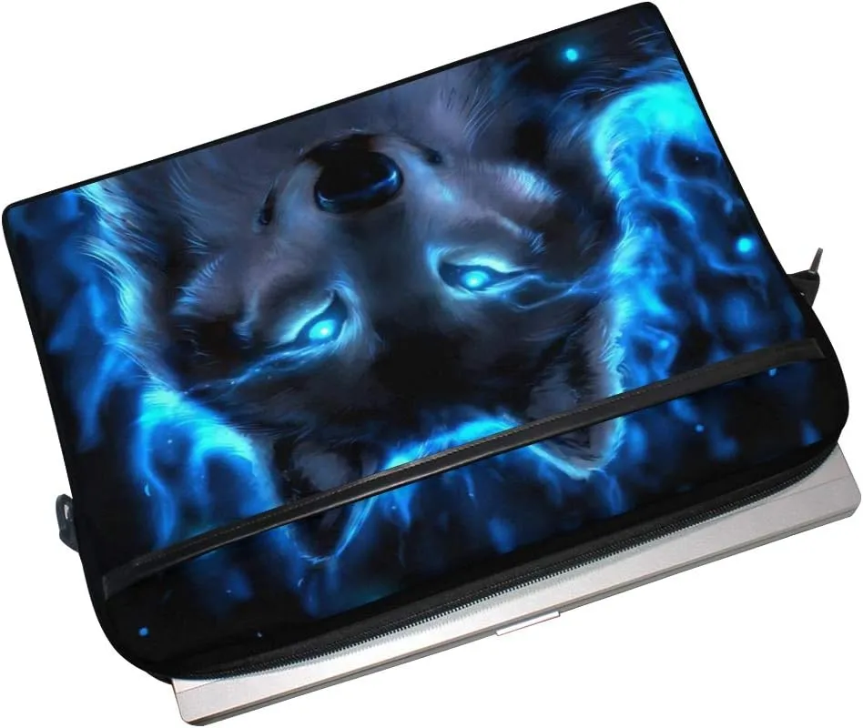 ALAZA Cool Midnight Wolf Animal 15 inch Laptop Case Shoulder Bag Crossbody Briefcase Messenger Sleeve for Women Men Girls Boys with Shoulder Strap Handle, for Her Him