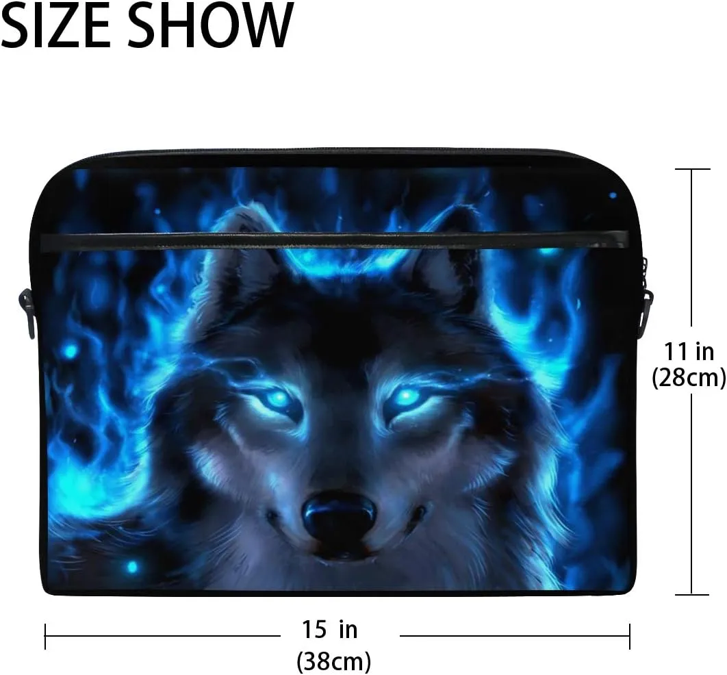 ALAZA Cool Midnight Wolf Animal 15 inch Laptop Case Shoulder Bag Crossbody Briefcase Messenger Sleeve for Women Men Girls Boys with Shoulder Strap Handle, for Her Him