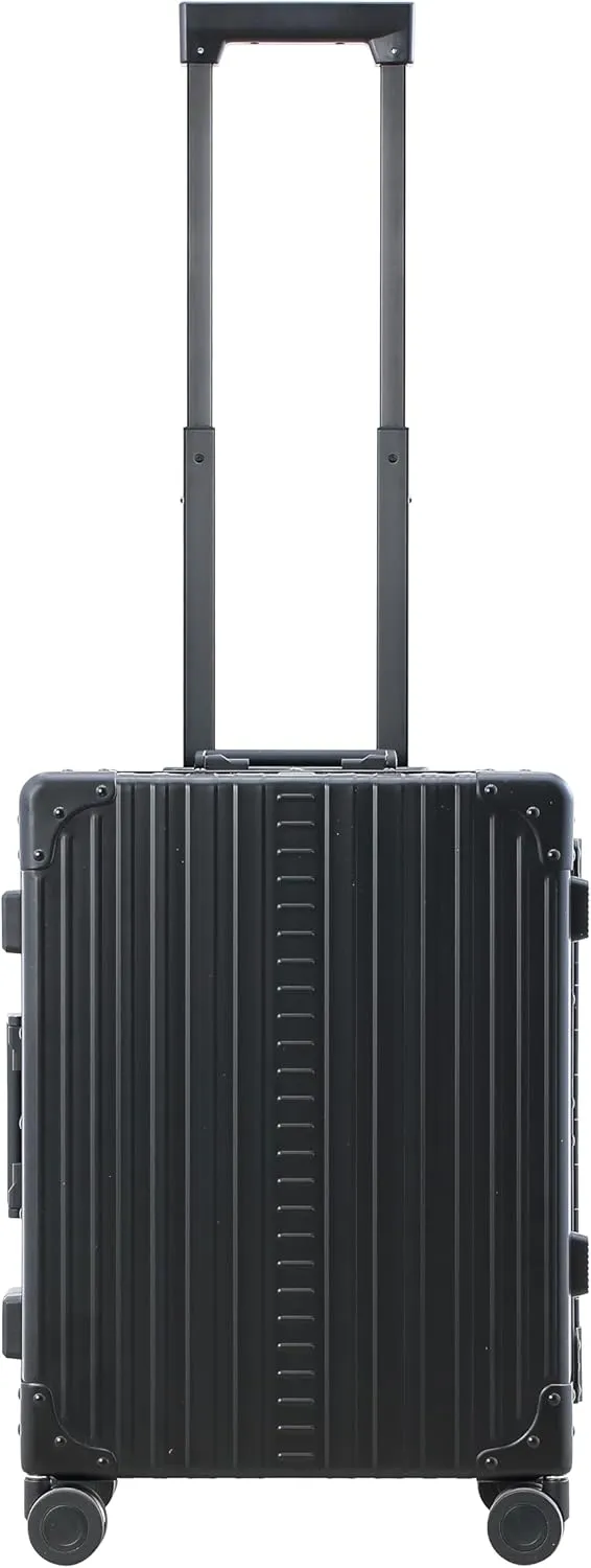 Aleon 21" Aluminum International Carry-On Luggage, Hardside Suitcase with Durable Hardshell, TSA Approved Heavy Duty Spinner Wheels, Rolling Travel Bag for Airplane, Premium Aluminum Shell (Onyx)